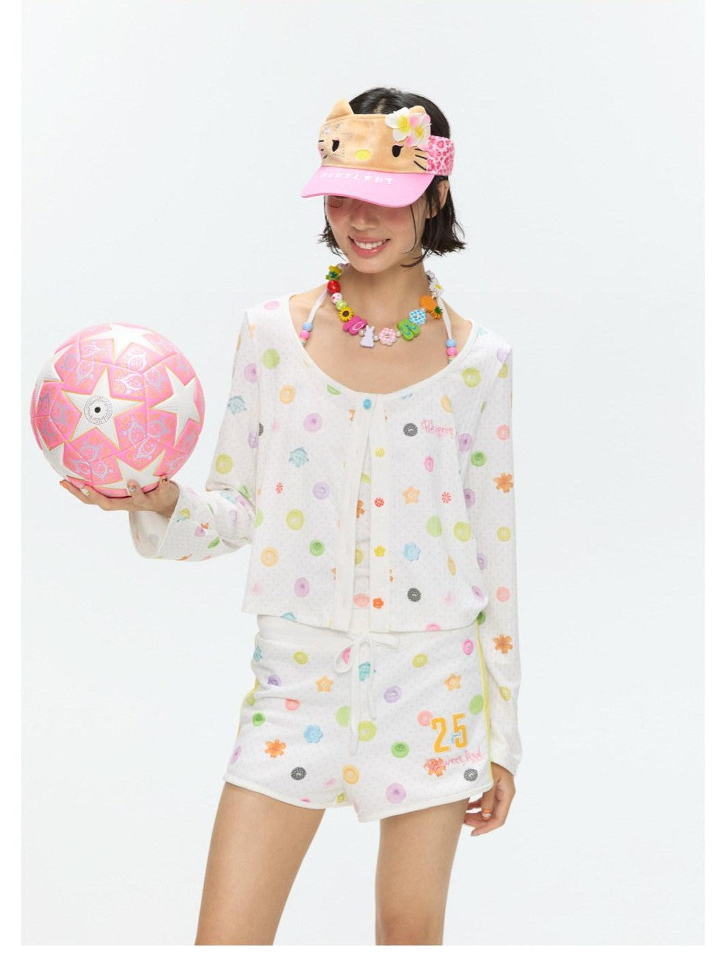 BETWEENAND Colorful Button Halter Neck Women&