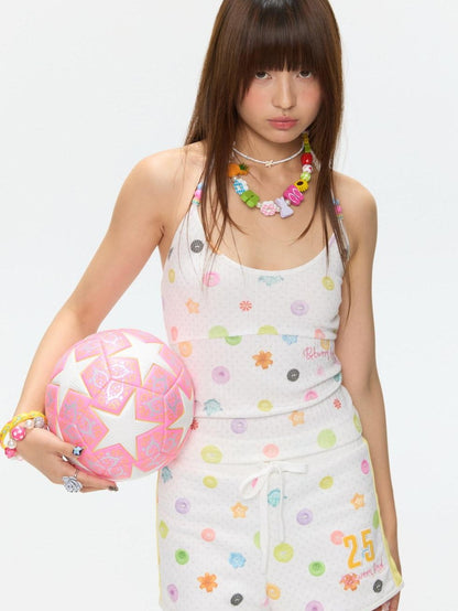 BETWEENAND Colorful Button Halter Neck Women&