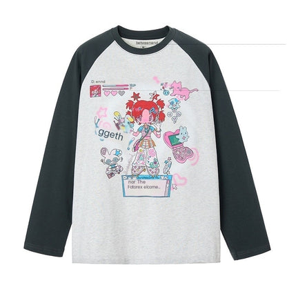BETWEENAND_Creative_Print_Raglan_Loose_Women&