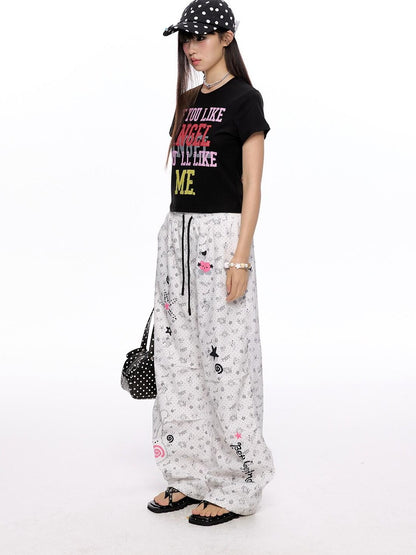 BETWEENAND Cropped Tricolor Letter Print Women&