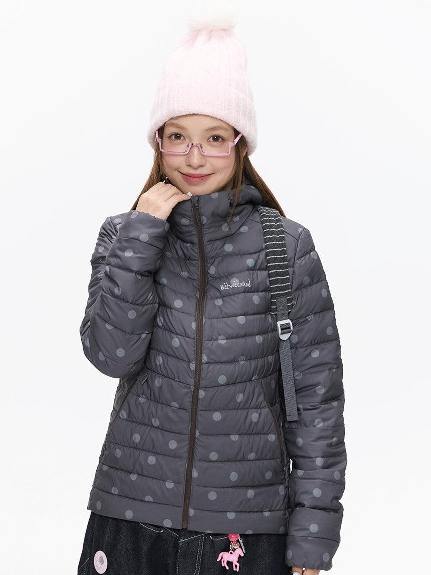 BETWEENAND Cute Polka Dot Embroidered Hooded Women&