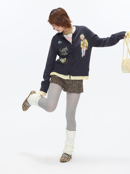 BETWEENAND Deep Gray Applique Ruffle Women&