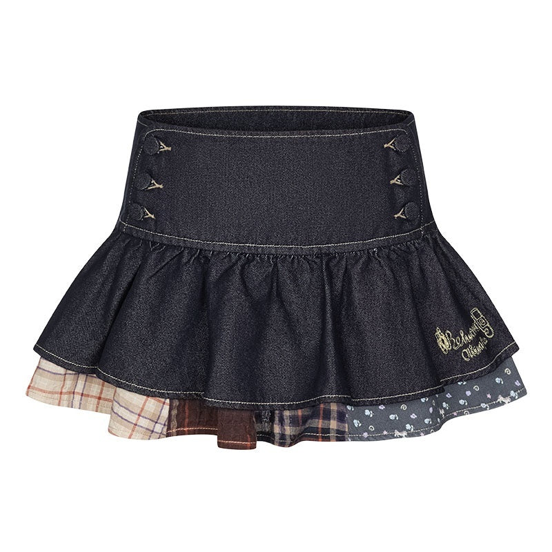 BETWEENAND_Denim_Patchwork_Low_Waist_Tiered_Cake_Women&