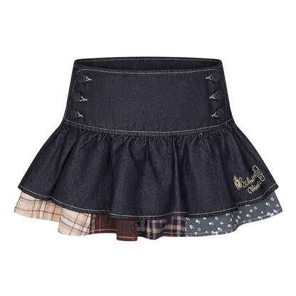BETWEENAND_Denim_Patchwork_Low_Waist_Tiered_Cake_Women&