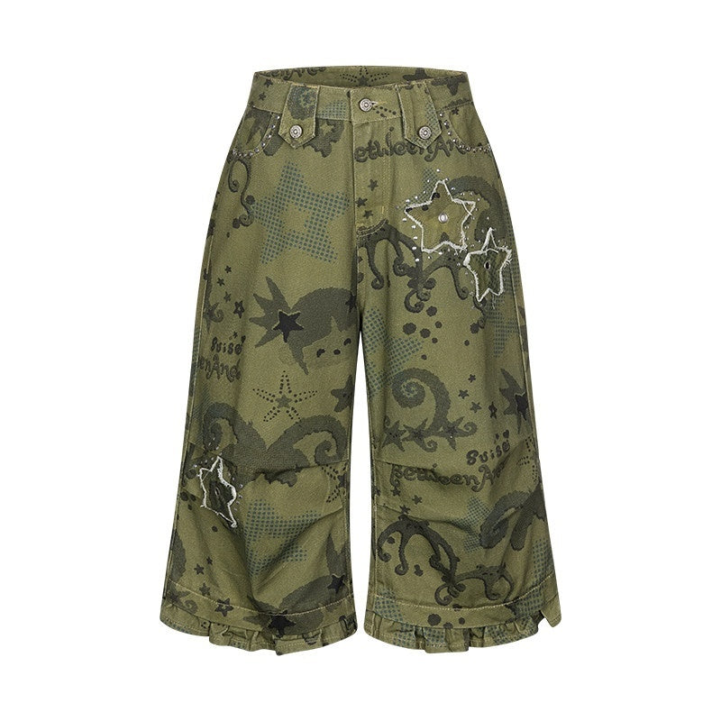 BETWEENAND_Distressed_Allover_Star_Print_Vintage_Cargo_Women&