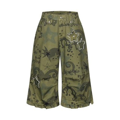 BETWEENAND_Distressed_Allover_Star_Print_Vintage_Cargo_Women&