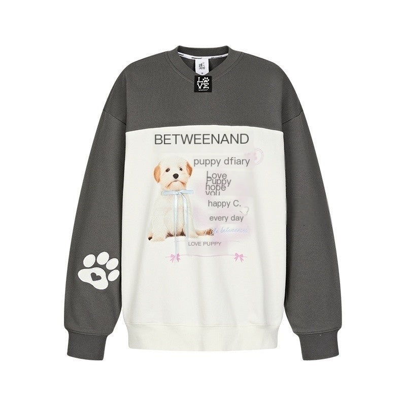 BETWEENAND_Dog_Patch_Contrast_V-neck_Embroidered_Women&