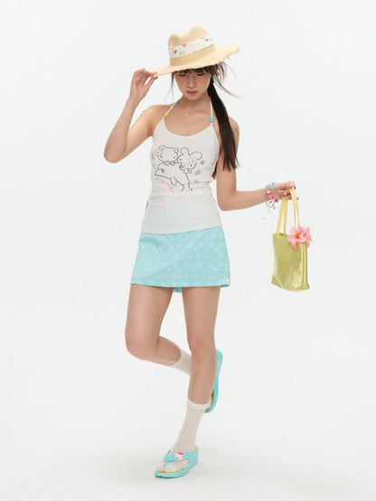 BETWEENAND Dolphin Beaded Rhinestone Print Slim Women&