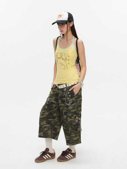 BETWEENAND Dolphin Beaded Rhinestone Print Slim Women&