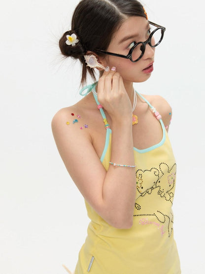 BETWEENAND Dolphin Beaded Rhinestone Print Slim Women&