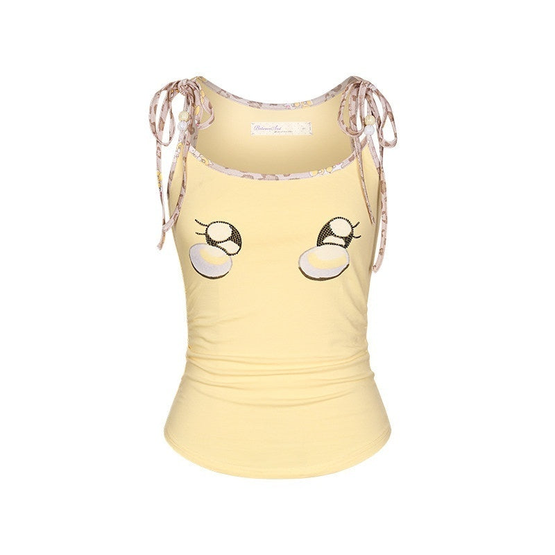 BETWEENAND_Egg_Yellow_Leopard_Print_V-neck_Slim_Fit_Women&