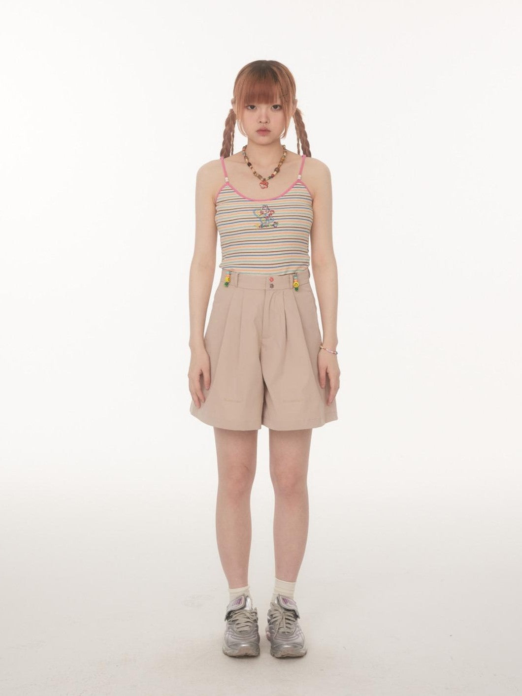 BETWEENAND Embroidered Striped Strappy Slim Fit Women&