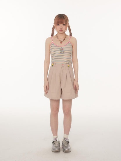 BETWEENAND Embroidered Striped Strappy Slim Fit Women&