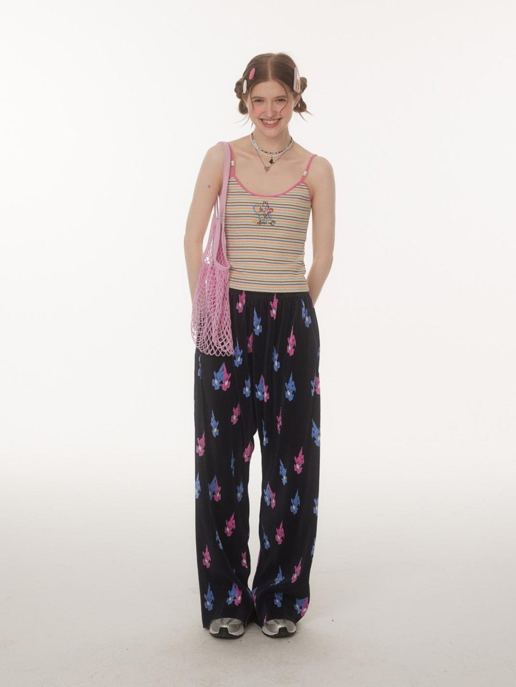 BETWEENAND Embroidered Striped Strappy Slim Fit Women&