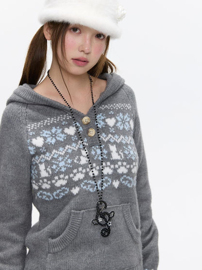 BETWEENAND Fair Isle Jacquard Hooded Women&