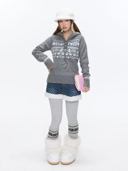 BETWEENAND Fair Isle Jacquard Hooded Women&