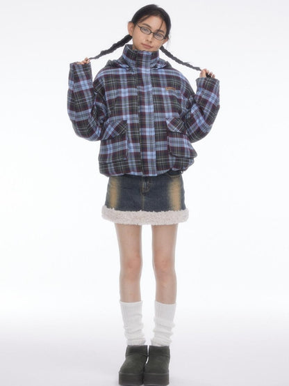 BETWEENAND Faux Fur Patchwork Distressed High Waist A Line Women&