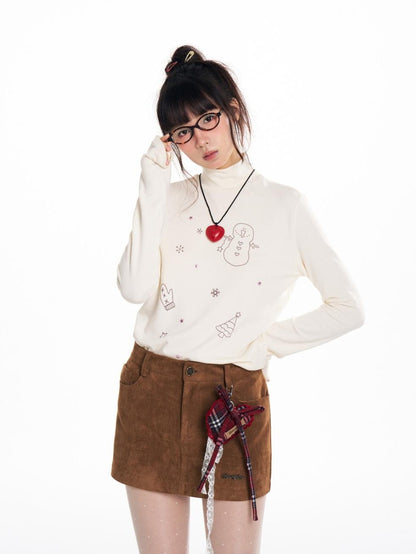 BETWEENAND Faux Suede Applique Embroidery Loose Fit Women&