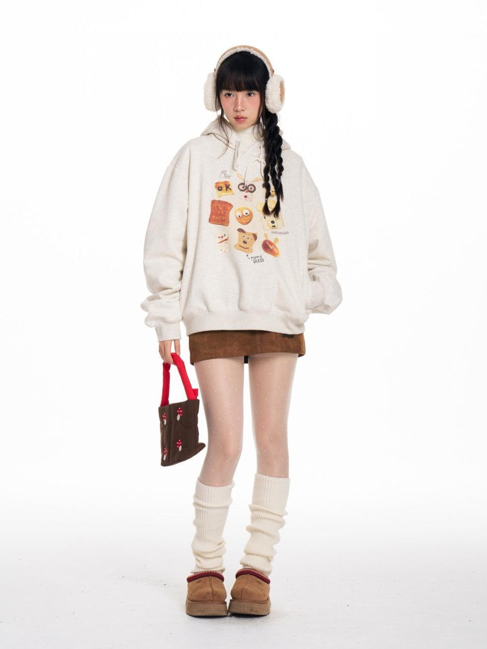 BETWEENAND Faux Suede Applique Embroidery Loose Fit Women&