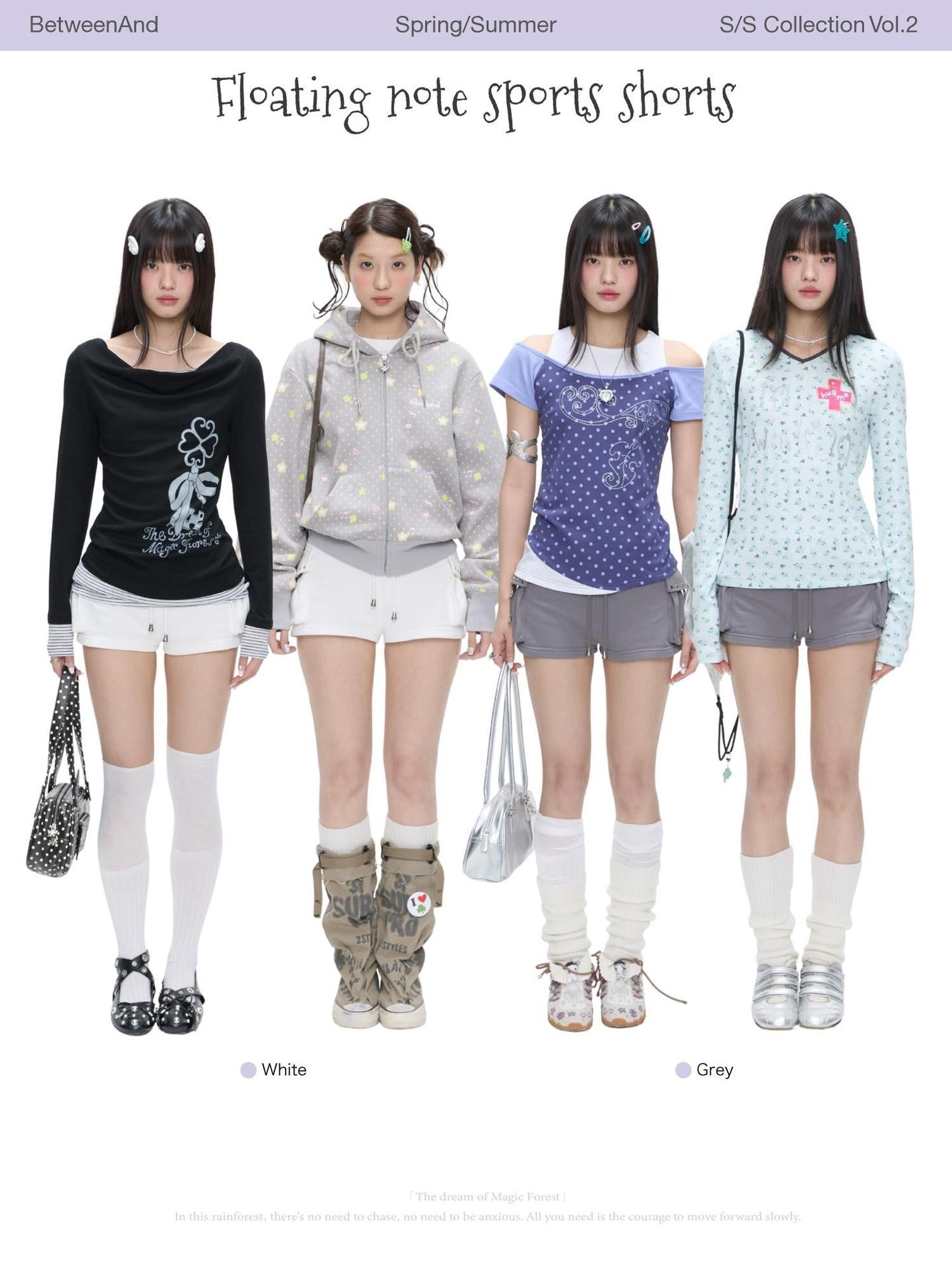 BETWEENAND Floating Music Note Patchwork High Waist Slim Women&