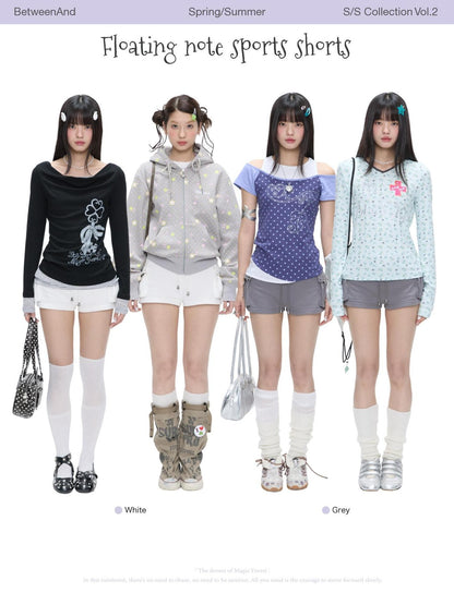 BETWEENAND Floating Music Note Patchwork High Waist Slim Women&