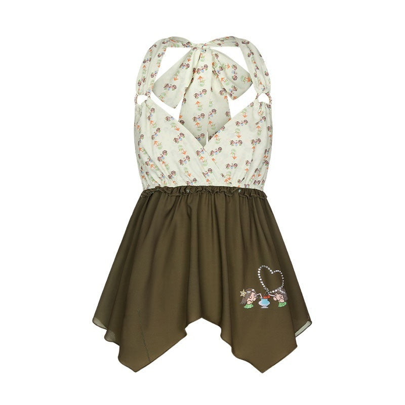 BETWEENAND_Fruit_Green_Floral_Halter_Slim_Women&