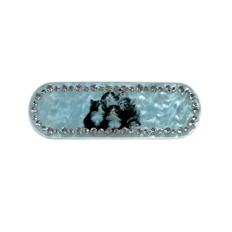 BETWEENAND_Gemstone_Blue_Cat_Motif_Side_Hair_Clip_Women&