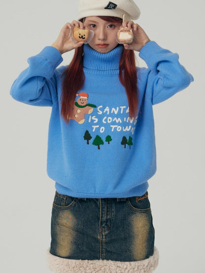 BETWEENAND Gingerbread Applique Pine Tree Terry Embroidery Women&
