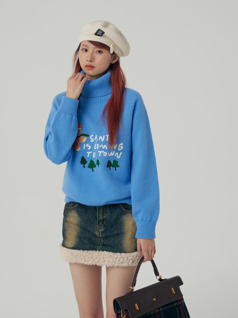 BETWEENAND Gingerbread Applique Pine Tree Terry Embroidery Women&