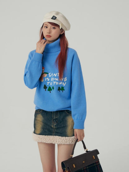 BETWEENAND Gingerbread Applique Pine Tree Terry Embroidery Women&
