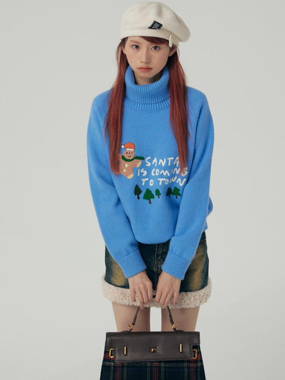 BETWEENAND Gingerbread Applique Pine Tree Terry Embroidery Women&
