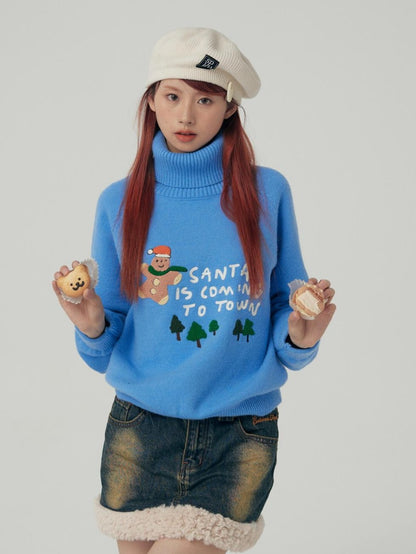 BETWEENAND Gingerbread Applique Pine Tree Terry Embroidery Women&