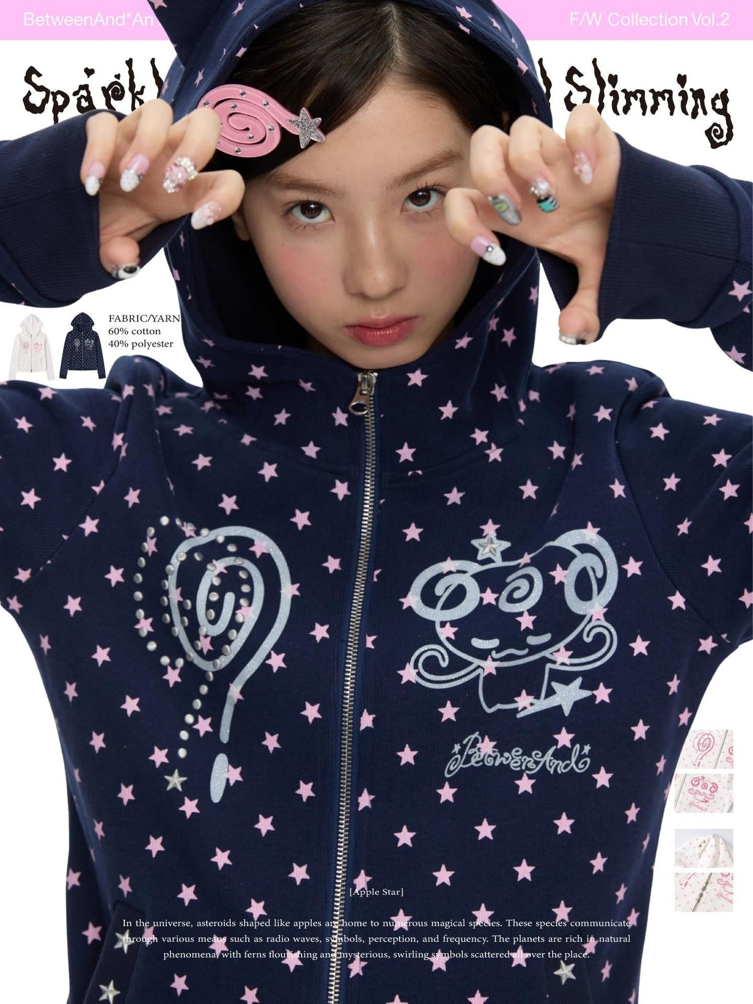 BETWEENAND Glitter Little Devil Double Zipper Slim Fit Women&