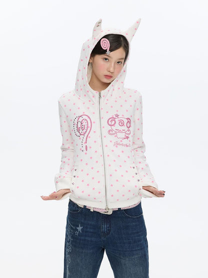 BETWEENAND Glitter Little Devil Double Zipper Slim Fit Women&