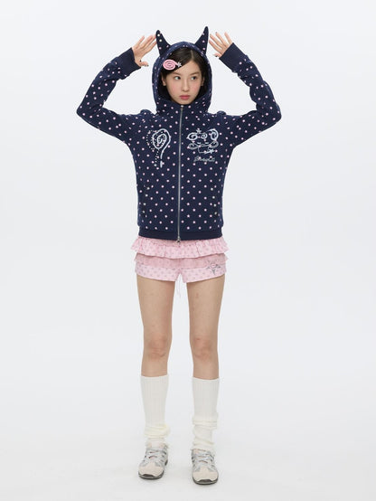 BETWEENAND Glitter Little Devil Double Zipper Slim Fit Women&