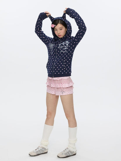 BETWEENAND Glitter Little Devil Double Zipper Slim Fit Women&