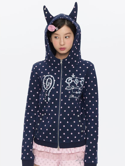 BETWEENAND Glitter Little Devil Double Zipper Slim Fit Women&
