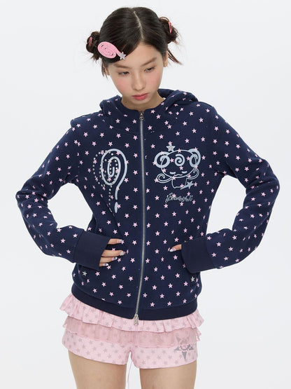 BETWEENAND Glitter Little Devil Double Zipper Slim Fit Women&