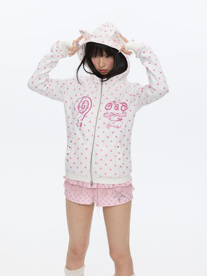 BETWEENAND Glitter Little Devil Double Zipper Slim Fit Women&