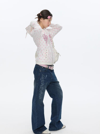 BETWEENAND Glitter Little Devil Double Zipper Slim Fit Women&