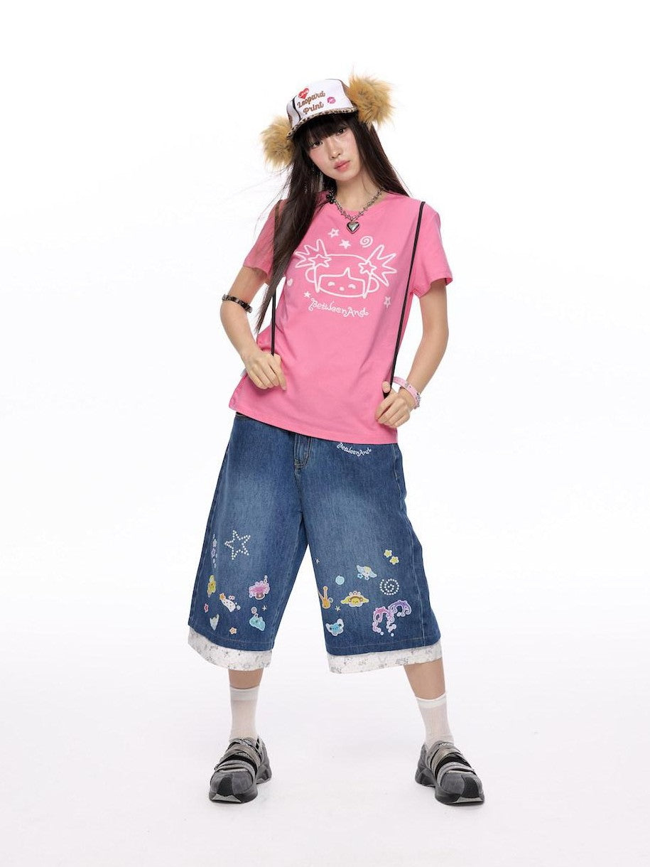 BETWEENAND Glitter Suiso Print Creative Women&