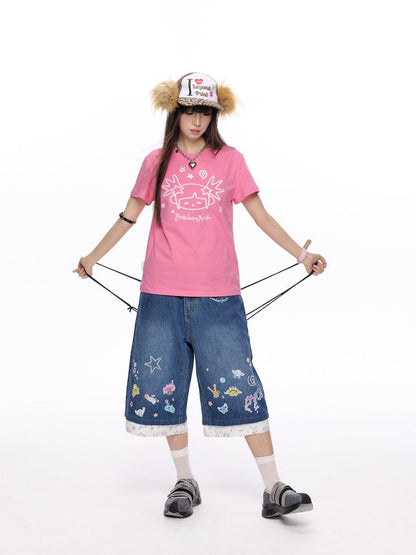 BETWEENAND Glitter Suiso Print Creative Women&