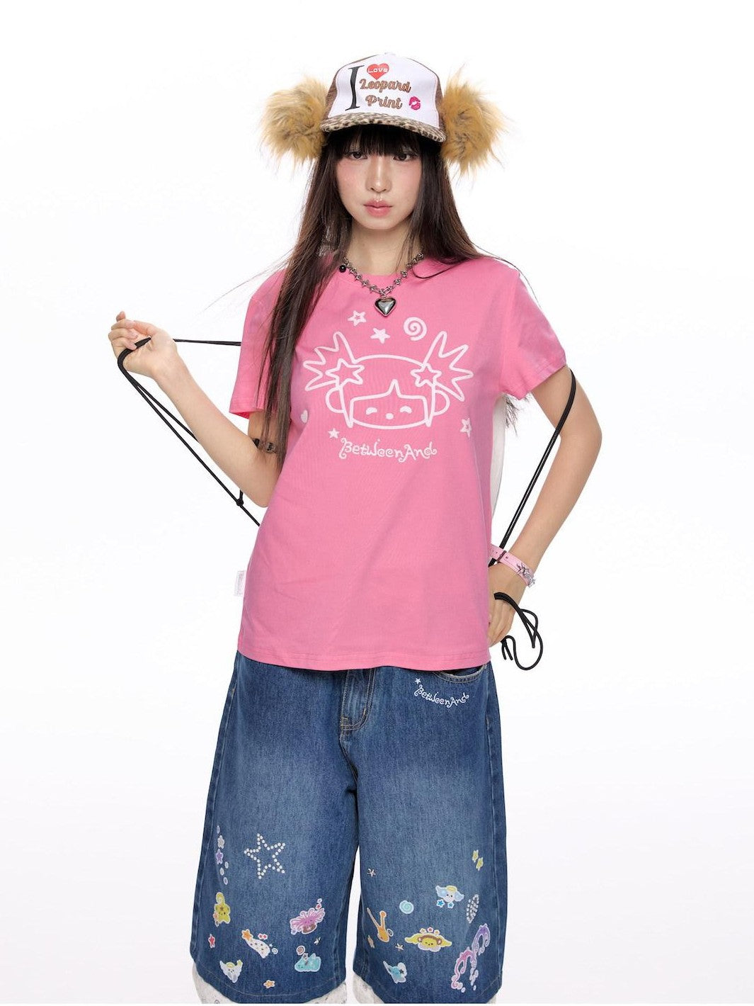 BETWEENAND Glitter Suiso Print Creative Women&