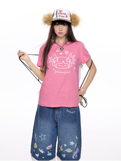 BETWEENAND Glitter Suiso Print Creative Women&