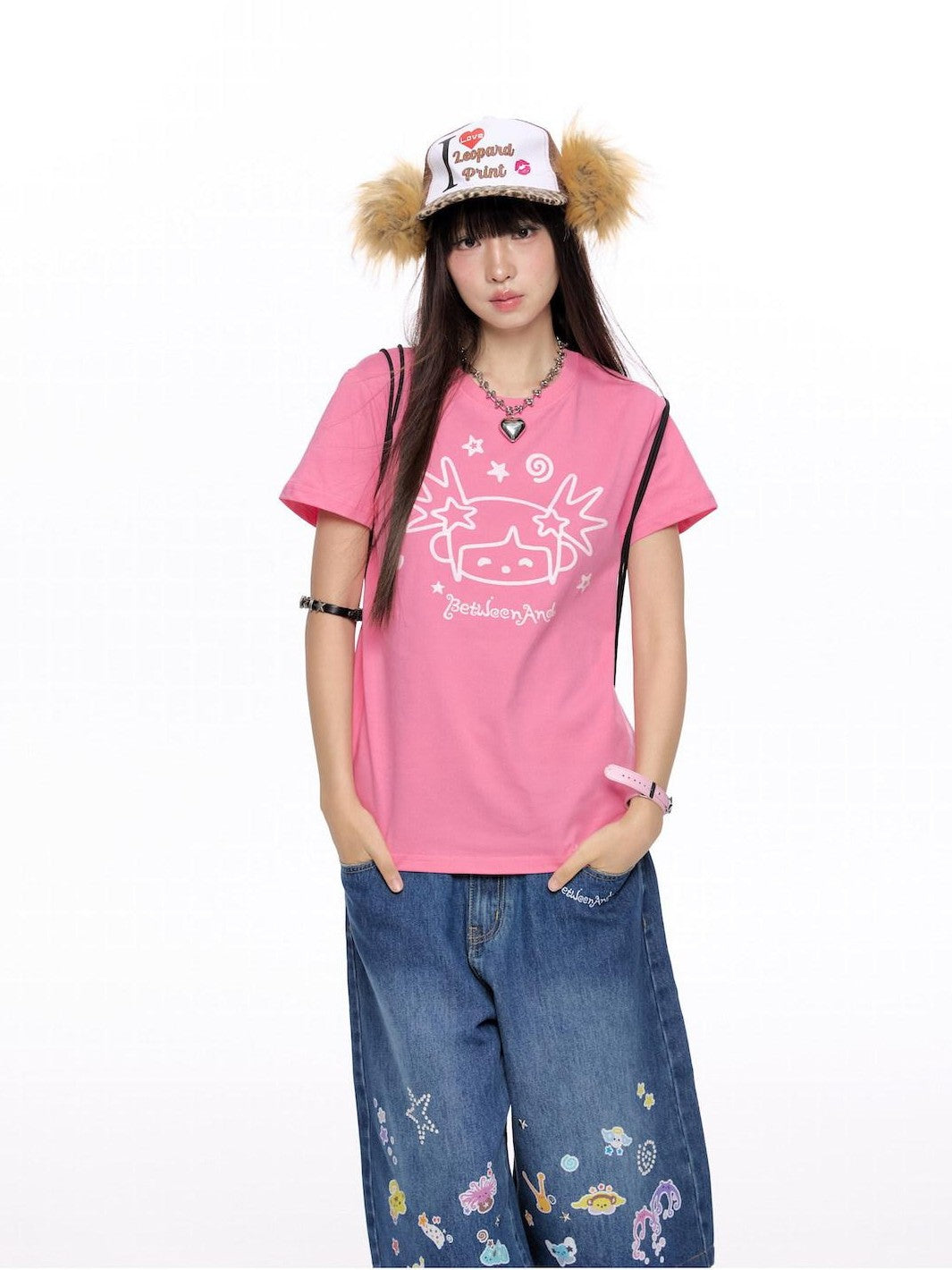 BETWEENAND Glitter Suiso Print Creative Women&