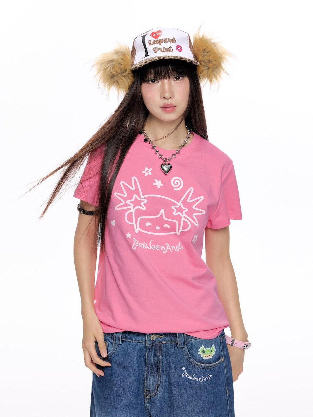 BETWEENAND Glitter Suiso Print Creative Women&