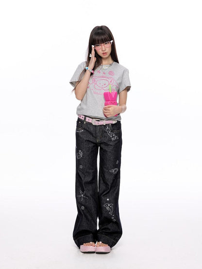 BETWEENAND Glitter Suiso Print Creative Women&