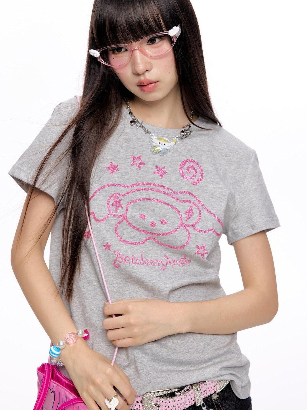 BETWEENAND Glitter Suiso Print Creative Women&