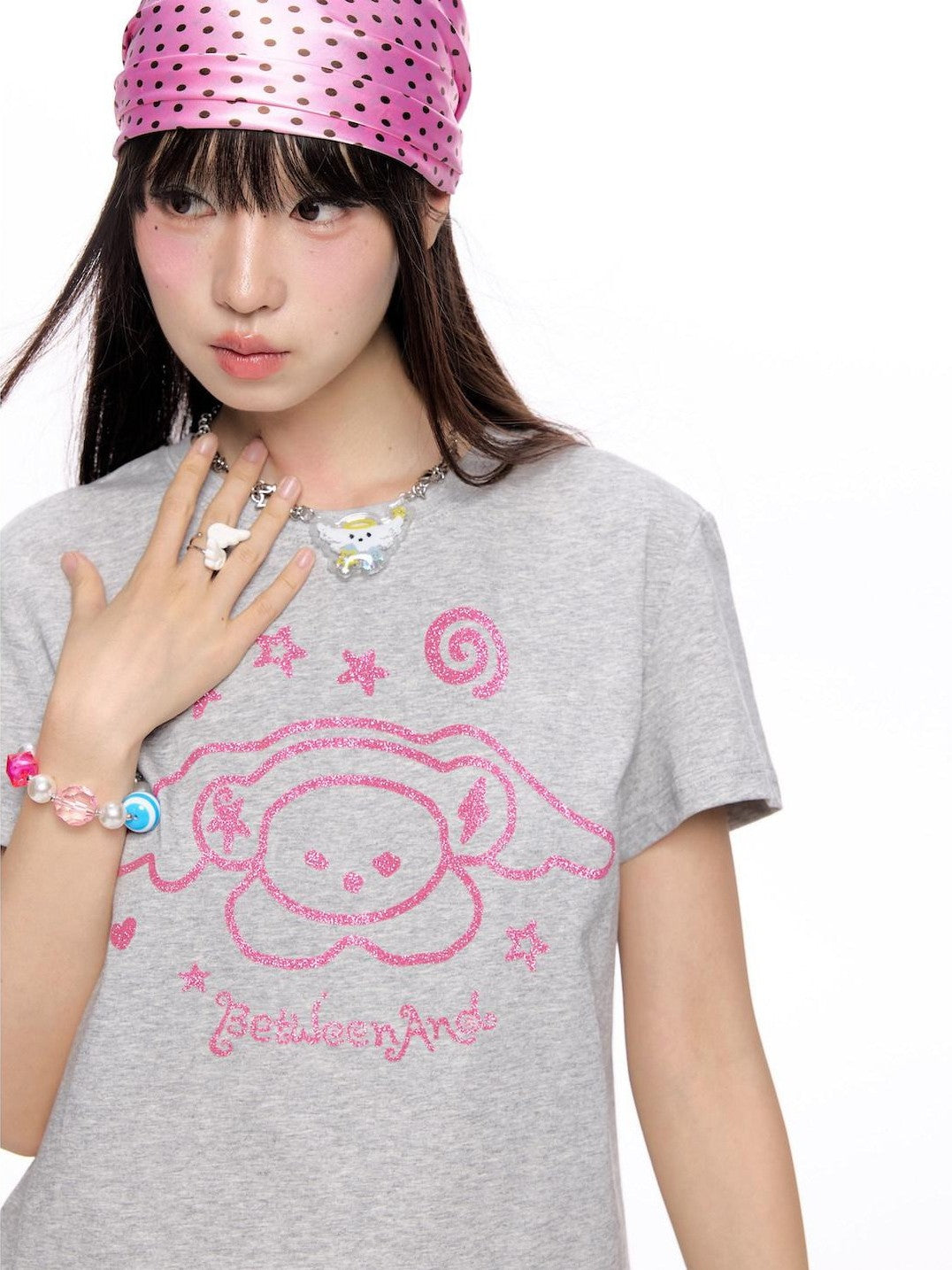 BETWEENAND Glitter Suiso Print Creative Women&