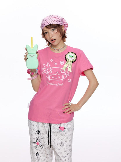BETWEENAND Glitter Suiso Print Creative Women&